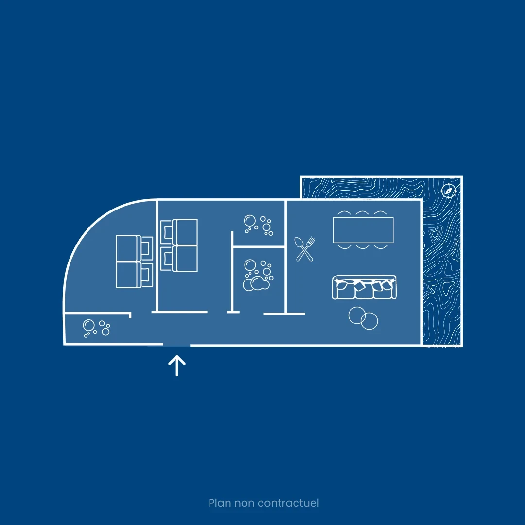 Plan d'étage simple avec meubles.